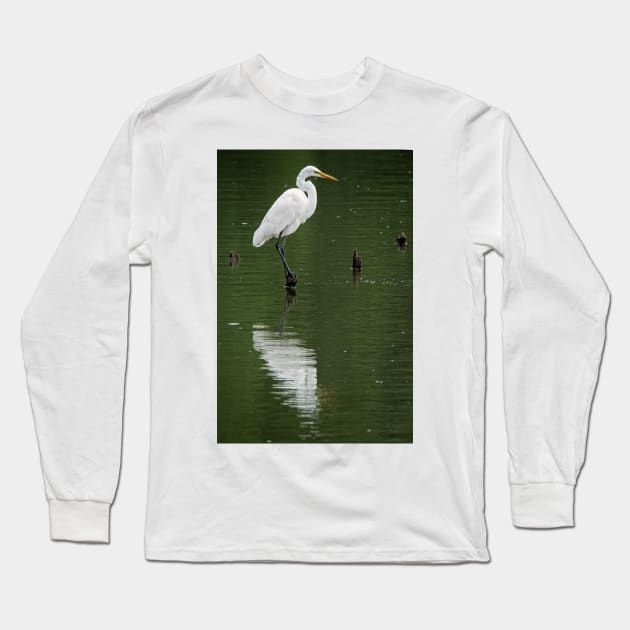 Great Egret Long Sleeve T-Shirt by irishmurr